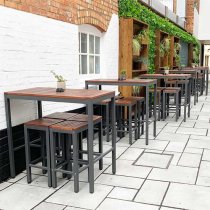 Dylan Hardwood Bar Table Rectangular In Brown With Metal Frame