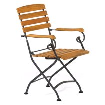 Noah Acacia Wood Folding Arm Chair With Steel Frame