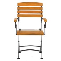 Noah Acacia Wood Folding Arm Chair With Steel Frame