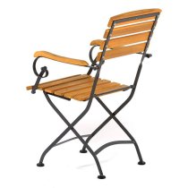 Noah Acacia Wood Folding Arm Chair With Steel Frame