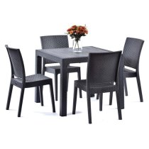 Misty Polypropylene Dining Table Square With 4 Side Chairs