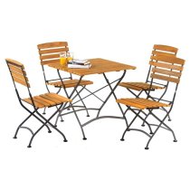 Noah Acacia Folding Dining Table Square With 4 Side Chairs