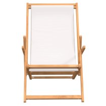 Gella Teak Wood Beach Folding Chair With Cream Fabric Seat