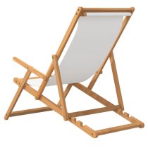 Gella Teak Wood Beach Folding Chair With Cream Fabric Seat