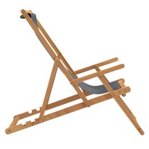 Gella Teak Wood Beach Folding Chair With Grey Fabric Seat