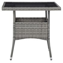 Beile Outdoor Glass Top Dining Table In Grey Poly Rattan