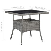 Beile Outdoor Glass Top Dining Table In Grey Poly Rattan