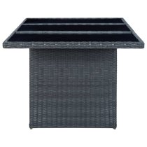 Cielo Garden Glass Top Dining Table In Dark Grey Poly Rattan