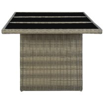 Cielo Garden Glass Top Dining Table In Brown Poly Rattan