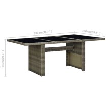 Cielo Garden Glass Top Dining Table In Brown Poly Rattan