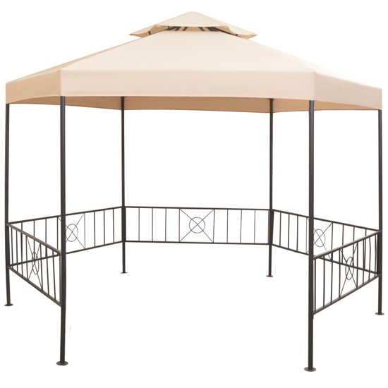 Adica Fabric Garden Gazebo Hexagonal In Beige