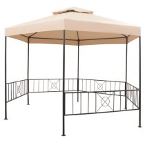 Adica Fabric Garden Gazebo Hexagonal In Beige