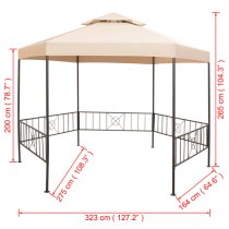 Adica Fabric Garden Gazebo Hexagonal In Beige