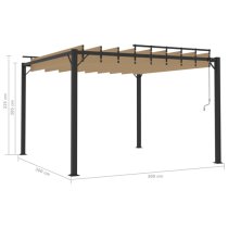 Delia Fabric 3m x 3m Gazebo With Louvered Roof In Taupe