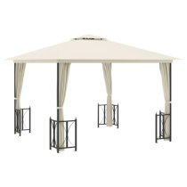 Josie 3m x 3m Gazebo With Sidewalls And Double Roofs In Cream