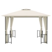 Josie 3m x 3m Gazebo With Sidewalls And Double Roofs In Cream