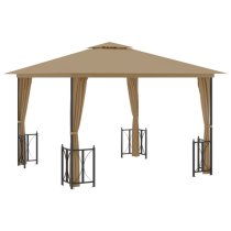 Josie 3m x 3m Gazebo With Sidewalls And Double Roofs In Taupe