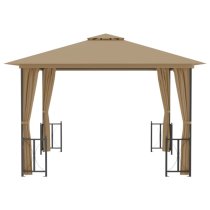 Josie 3m x 3m Gazebo With Sidewalls And Double Roofs In Taupe