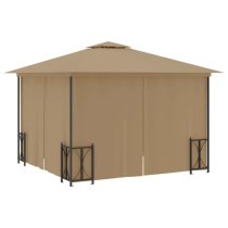 Josie 3m x 3m Gazebo With Sidewalls And Double Roofs In Taupe