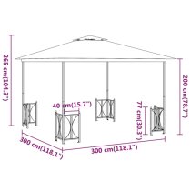 Josie 3m x 3m Gazebo With Sidewalls And Double Roofs In Taupe