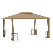 Josie 3m x 4m Gazebo With Sidewalls And Double Roofs In Taupe