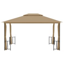 Josie 3m x 4m Gazebo With Sidewalls And Double Roofs In Taupe