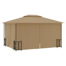 Josie 3m x 4m Gazebo With Sidewalls And Double Roofs In Taupe