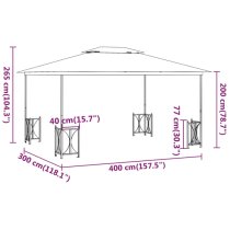 Josie 3m x 4m Gazebo With Sidewalls And Double Roofs In Taupe