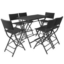 Esher Outdoor Rattan 7 Piece Folding Dining Set In Black