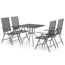 Elon Small Square Steel 5 Piece Garden Dining Set In Anthracite