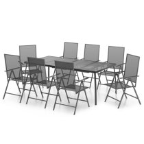 Elon Large Steel 9 Piece Garden Dining Set In Anthracite