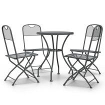 Galax Small Round Metal Mesh 5 Piece Dining Set In Anthracite