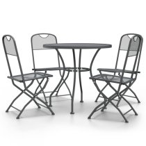 Galax Large Round Metal Mesh 5 Piece Dining Set In Anthracite