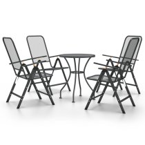 Dania Large Round Metal Mesh 5 Piece Dining Set In Anthracite