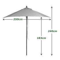 Lavi Round 2.5M Parasol With Wood Pulley In Dark Grey