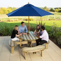 Lavi Round 2.5M Parasol With Wood Pulley In Navy Blue