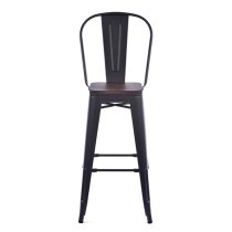 Talli Metal High Bar Chair In Black With Timber Seat