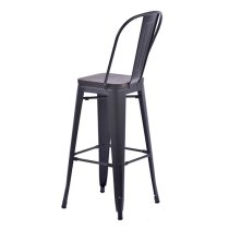 Talli Metal High Bar Chair In Black With Timber Seat