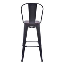 Talli Metal High Bar Chair In Black With Timber Seat