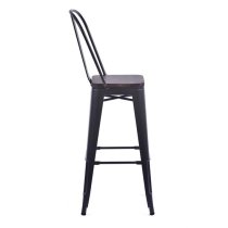 Talli Metal High Bar Chair In Black With Timber Seat