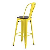 Talli Metal High Bar Chair In Yellow With Timber Seat