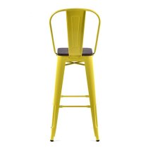 Talli Metal High Bar Chair In Yellow With Timber Seat