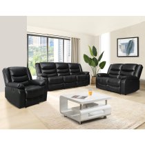 Sorreno 3+2+1 Bonded Leather Recliner Sofa Set In Black