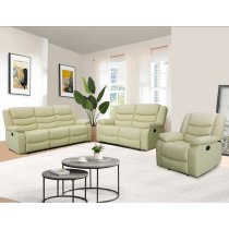 Sorreno 3+2+1 Bonded Leather Recliner Sofa Set In Ivory