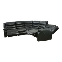 Sorreno Bonded Leather Recliner Corner Sofa In Black