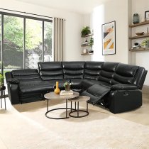 Sorreno Bonded Leather Recliner Corner Sofa In Black