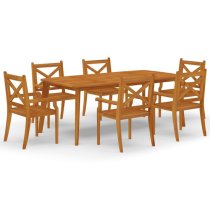 Narvon Large Wooden 7 Piece Garden Dining Set In Natural