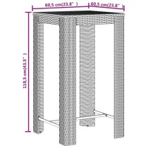 Quest Solid Wood 3 Piece Garden Bar Set In Grey Poly Rattan