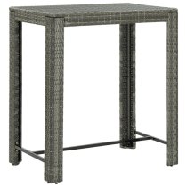 Quest Solid Wood 5 Piece Garden Bar Set In Grey Poly Rattan