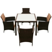 Truro Rattan 5 Piece Outdoor Dining Set with Cushions In Brown